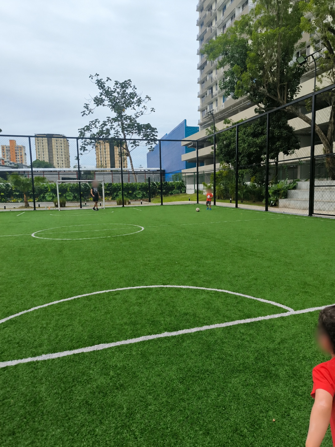 Cancha de fútbol con césped sintético